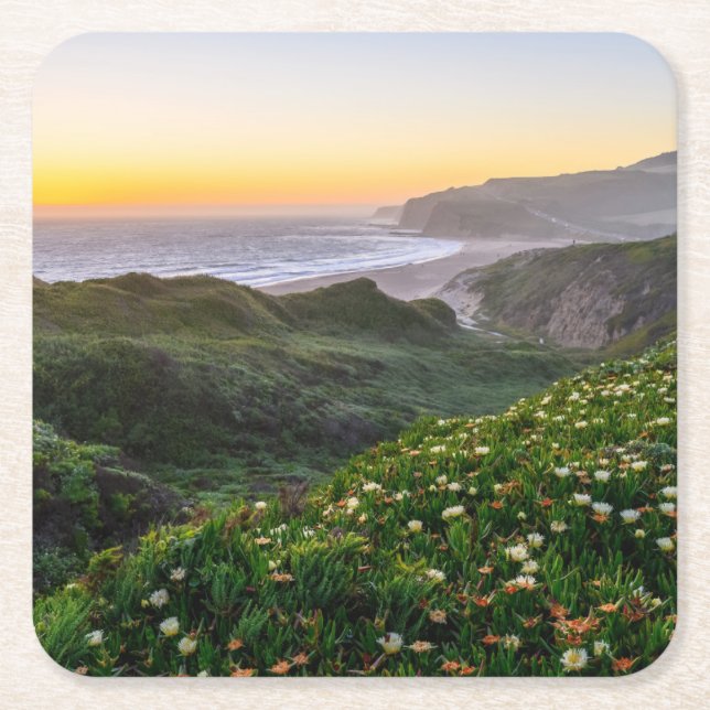 Porta-copo De Papel Quadrado Flores | Papais noeis Cruz Califórnia (Frente)