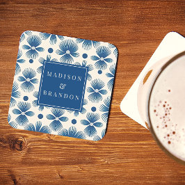 Porta-copo De Papel Quadrado Flores para casamentos do século médio | Impressão