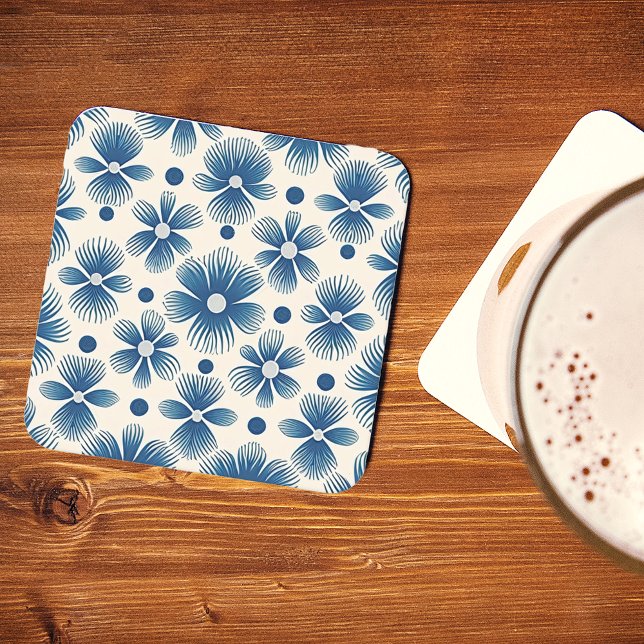 Porta-copo De Papel Quadrado Flores para casamentos do século médio | IMPRESSÃO (Criador carregado)