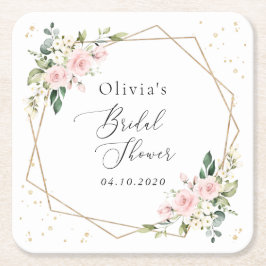 Porta-copo De Papel Quadrado Flores Rosa, Flores Brancas, Boho, Chá de panela