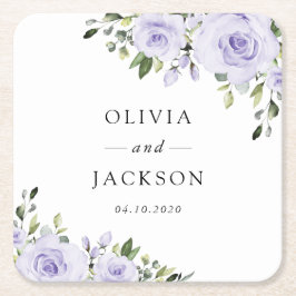 Porta-copo De Papel Quadrado Flores Roxas, Flores Lilás, Casamento Floral