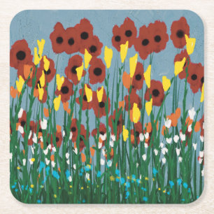 Porta-copo De Papel Quadrado Flores selvagens