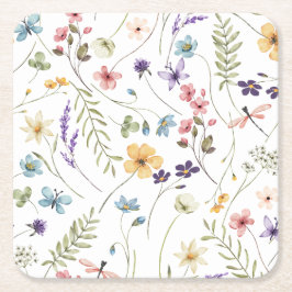 Porta-copo De Papel Quadrado Flores selvagens