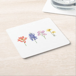 Porta-copo De Papel Quadrado Flores Selvagens do Texas - Escova-da-índia, Blueb
