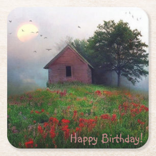 Porta-copo De Papel Quadrado Flores selvagens nas Portas copos de papel de aniv