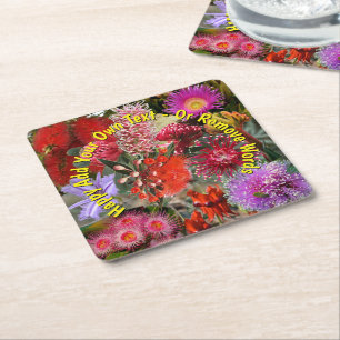Porta-copo De Papel Quadrado Flores Silvestres Nativas Australianas