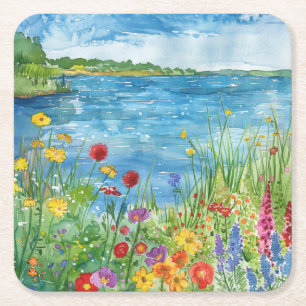 Porta-copo De Papel Quadrado Flores silvestres pela Lake Square Paper Coaster