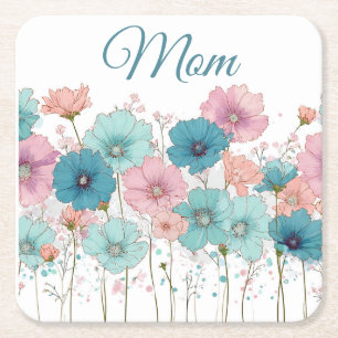 Porta-copo De Papel Quadrado Flores Vintage da Primavera para a Mamãe