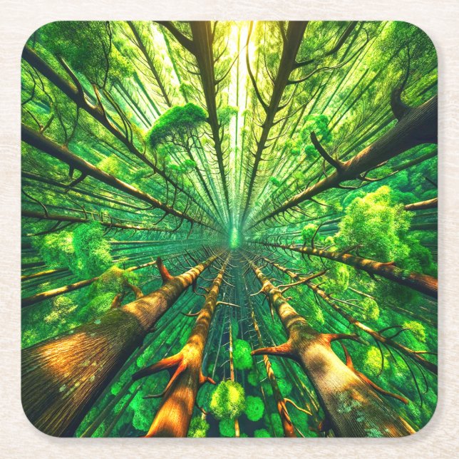 Porta-copo De Papel Quadrado Floresta (Frente)
