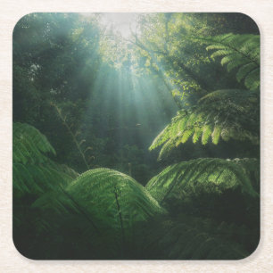Porta-copo De Papel Quadrado Florestas   Ferns na Floresta Tropical