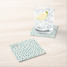 Porta-copo De Papel Quadrado Florzinha Azul Simples Personalize Sua Inicial