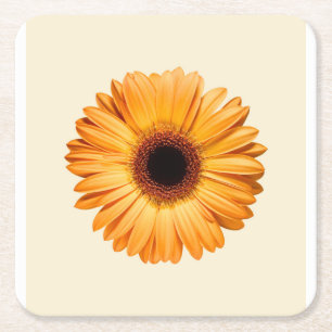 Porta-copo De Papel Quadrado Flowers Orange Gerbera