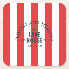 Porta-copo De Papel Quadrado Flutuando E Brindando Com Red Stripe Da Lake House