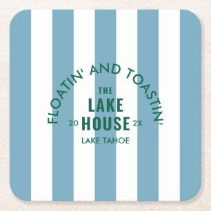 Porta-copo De Papel Quadrado Flutuando E Torrando No Lake House Blue Stripe