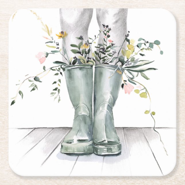 Porta-copo De Papel Quadrado Fluxo e crescimento II (Frente)