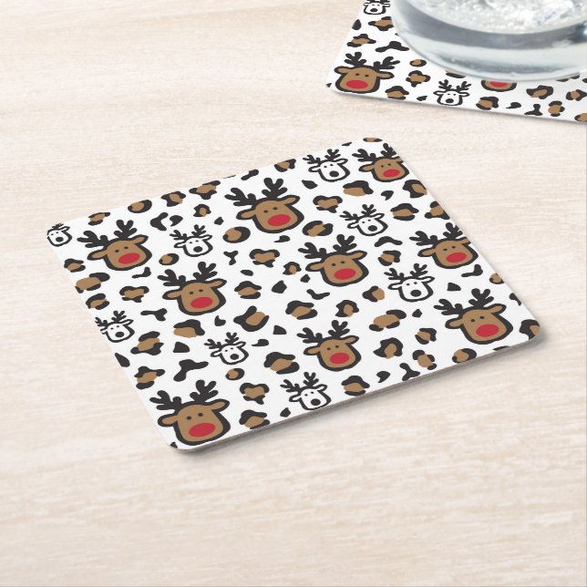 Porta-copo De Papel Quadrado Fofo de rena (Inclinado)