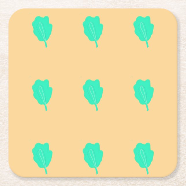 Porta-copo De Papel Quadrado Folha de turquesa equidistante (Frente)