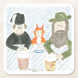 Porta-copo De Papel Quadrado Folha do Festival da Cerveja, Gatos incluídos