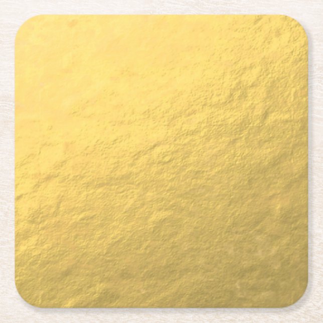 Porta-copo De Papel Quadrado Folha Dourado elegante impressa (Frente)