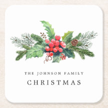 Folhagem Botânica de Inverno Aquarela Personalizad