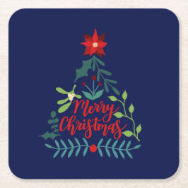 Porta-copo De Papel Quadrado Folhagem de Natal