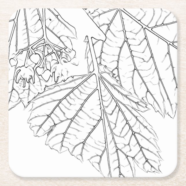 Porta-copo De Papel Quadrado Folhas de madeira (Frente)