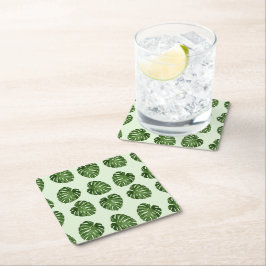 Porta-copo De Papel Quadrado Folhas de Palma, Folhas Verdes, Padrão Tropical