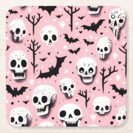 Porta-copo De Papel Quadrado Folhas de Papel de Moldagem de Helloween, cor-de-r