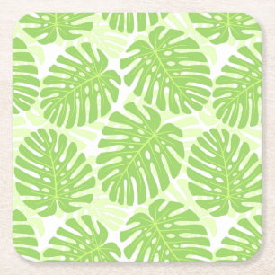 Porta-copo De Papel Quadrado Folhas De Plantas Tropicais - Padrão De Monstera