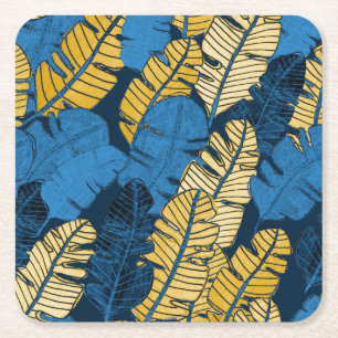 Porta-copo De Papel Quadrado Folhas Tropicais Desenhadas À Mão: Insoltas