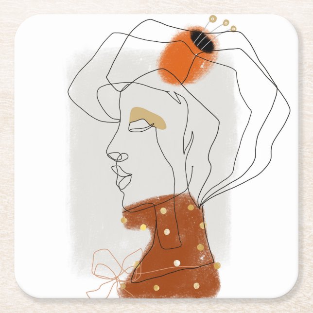 Porta-copo De Papel Quadrado Folhas Tropicais, Design de padrão sem costura. (Frente)