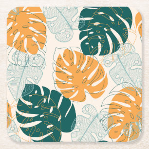Porta-copo De Papel Quadrado Folhas Tropicais: Selva Selva Vintage