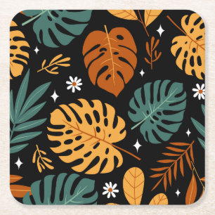 Porta-copo De Papel Quadrado Folhas Tropicais: Vintage Escuro Sem Olhos.