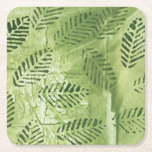 Porta-copo De Papel Quadrado Folhas verdes abstrato