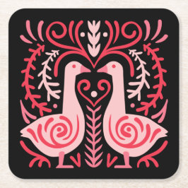 Porta-copo De Papel Quadrado Folk Art V.01