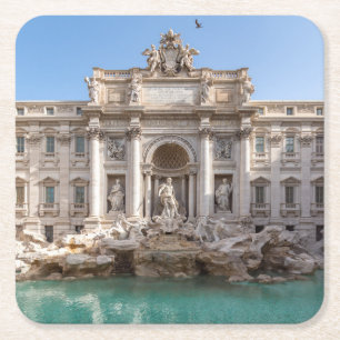 Porta-copo De Papel Quadrado Fontana de Trevi ao início da manhã - Roma, Itália