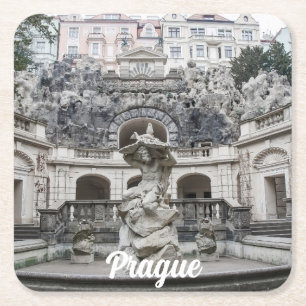 Porta-copo De Papel Quadrado Fonte com estátua de Netuno em Praga