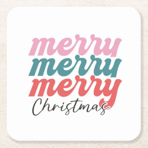 Porta-copo De Papel Quadrado fonte multicolor de natal de natal de alegria de f