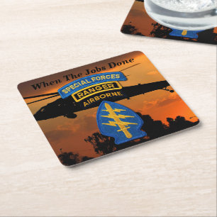 Porta-copo De Papel Quadrado Forças Especiais do Exército SF SFG Rangers Green 