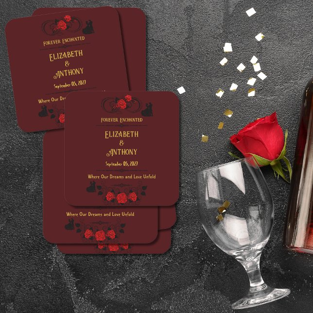 Porta-copo De Papel Quadrado Forever Encantado Casamento (Criador carregado)