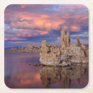 Porta-copo De Papel Quadrado Formações de Tufa no Lago Mono