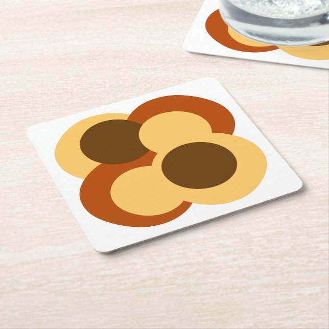 Porta-copo De Papel Quadrado Formas circulares geométricas de Abstrato 70s (Inclinado)