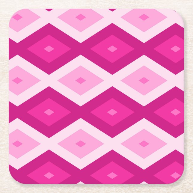 Porta-copo De Papel Quadrado Formas de diamante fuchsia (Frente)