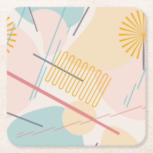 Porta-copo De Papel Quadrado Formas e Linhas de Abstrato de Pastel legal e Colo