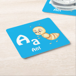 Porta-copo De Papel Quadrado Formiga personalize ABC: Letra A - Adicione Seu No