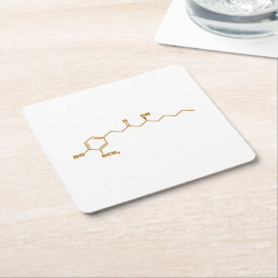 Porta-copo De Papel Quadrado Fórmula química da molécula de Gingerol do