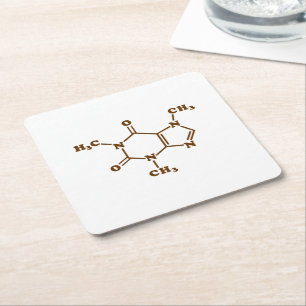 Porta-copo De Papel Quadrado Fórmula química molecular do café da cafeína