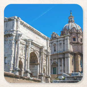 Porta-copo De Papel Quadrado Fórum Romano arruina em Roma, Itália