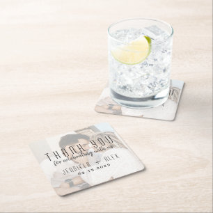 Porta-copo De Papel Quadrado Foto: Casamento Obrigado