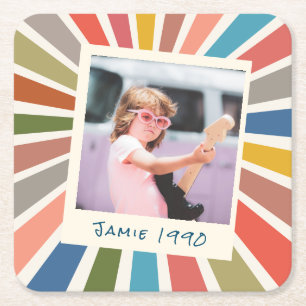 Porta-copo De Papel Quadrado Foto de aniversário personalizada divertida e retr